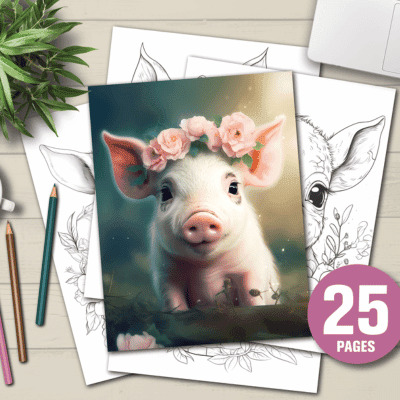 Baby Pig with flowers